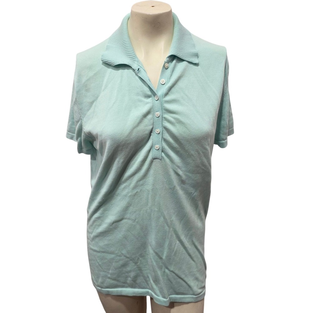 Lilly Pulitzer Polo Shirt Womens S Aqua Blue Cotton Blend Preppy Golf Coastal